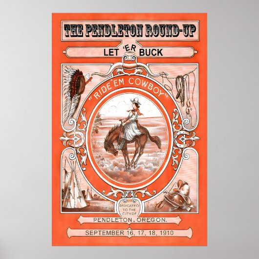 Oude Cowgirl Rodeo Poster Pendleton Western (Voorkant)