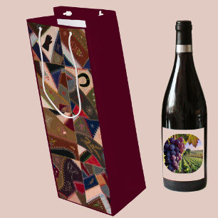Oude Crazy Patchwork Dekbed Kleurrijk Elegant Wijn Cadeautas