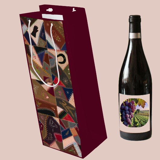 Oude Crazy Patchwork Dekbed Kleurrijk Elegant Wijn Cadeautas