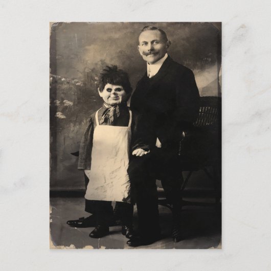 Oude Creepy Ventriloquist Dummy-Briefkaart Briefkaart (Voorkant)