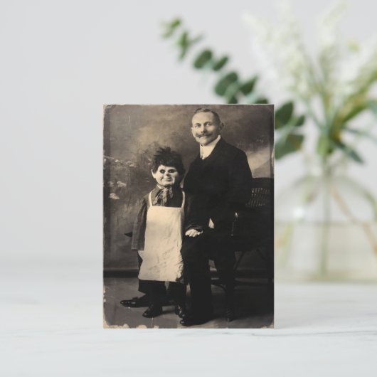 Oude Creepy Ventriloquist Dummy-Briefkaart Briefkaart (Staand voorkant)