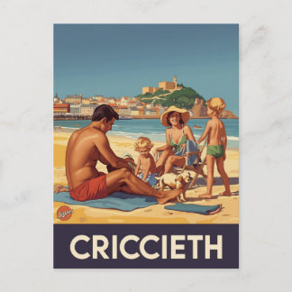 Oude Criccieth-reisposter Familie Strand Briefkaart