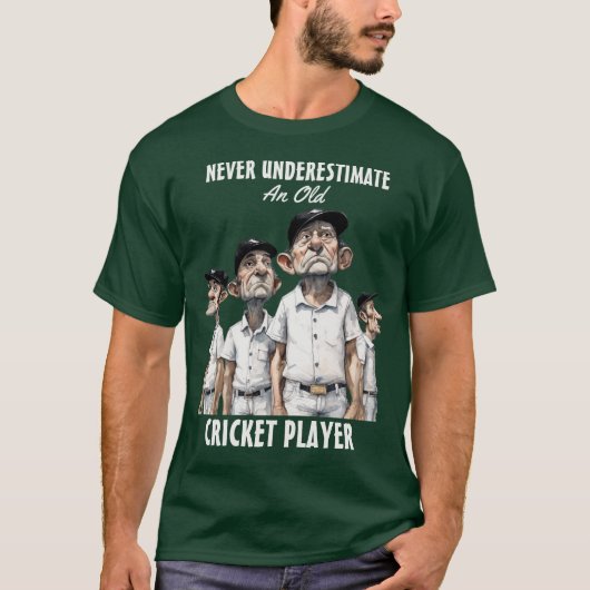 Oude cricketspeler t-shirt (Voorkant)