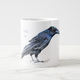 Oude Crow's Cup, Raven afbeelding Grote Koffiekop