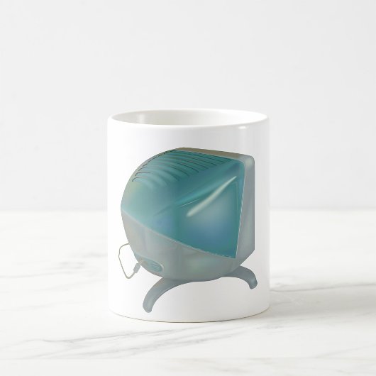 Oude CRT computermonitor koffiemok