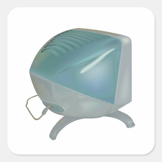 oude CRT-monitor Vierkante Sticker (Voorkant)