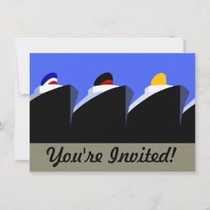 Oude Cruiseschepen Art Deco Poster Kaart