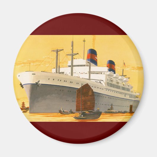 Oude cruiseschip naar het Oosten met jonkboten Magneet (Voorkant)