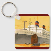 Oude cruiseschip naar het Oosten met jonkboten Sleutelhanger (Voorkant)