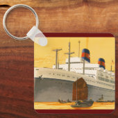 Oude cruiseschip naar het Oosten met jonkboten Sleutelhanger (Voorkant)