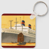Oude cruiseschip naar het Oosten met jonkensboten Sleutelhanger (Achterkant)