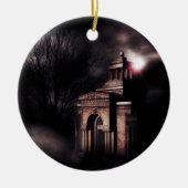 Oude crypt in het donkere bos keramisch ornament (Voorkant)