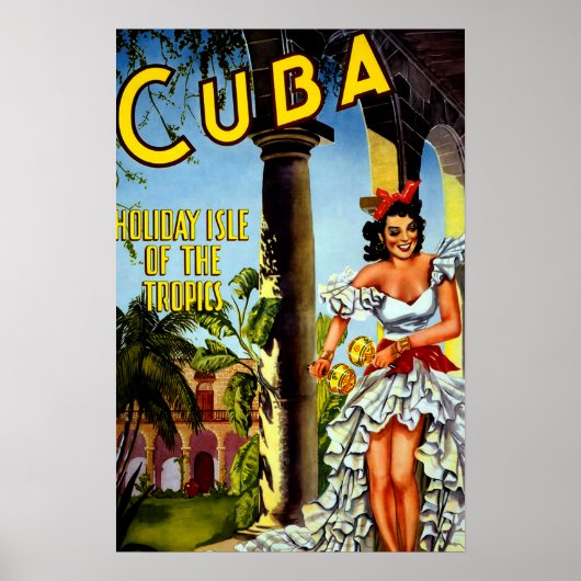 Oude Cubaanse Reisposter - Vakantie Eiland Tropen Poster (Voorkant)