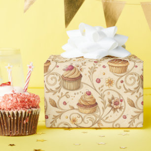Oude Cupcake Spiraal Bakontwerp voor Dessert Cadeaupapier