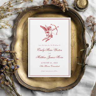 Oude Cupido Elegante Romantische Rode Bruiloft Save The Date
