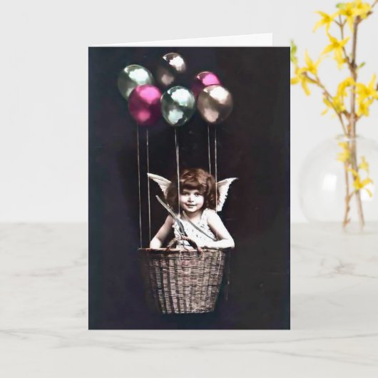 Oude Cupido Kaart (Gele Bloem)