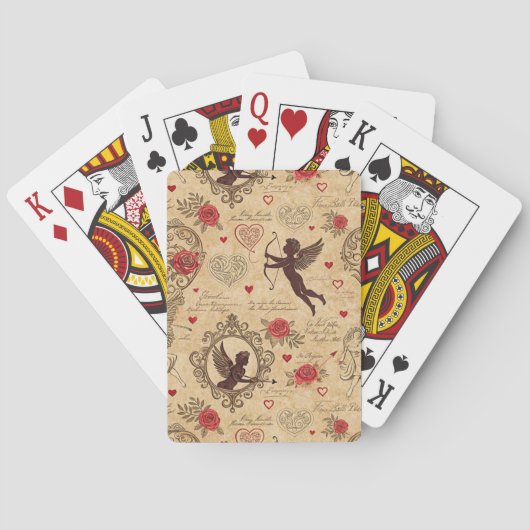 Oude Cupido Valentijn Victoriaans Pokerkaarten (Achterkant)