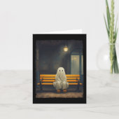 Oude Cute Geest Wachtend Op Stoel Hallow Kaart (Voorkant)