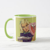 Oude Cute Valentijnsdag, Meisje met Chocolade Mok (Links)