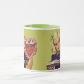 Oude Cute Valentijnsdag, Meisje met Chocolade Mok (Midden)