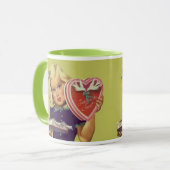 Oude Cute Valentijnsdag, Meisje met Chocolade Mok (Voorkant links)