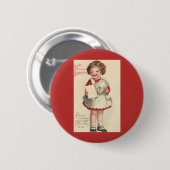 Oude cute Valentijnsdag, meisje met liefdesbrief Ronde Button 5,7 Cm (Voorkant /achterkant)