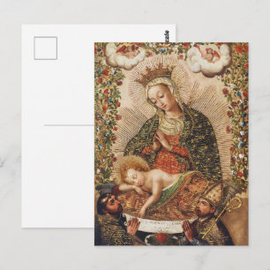 Oude Cuzco School Maagd die het Christuskind aanbi Briefkaart
