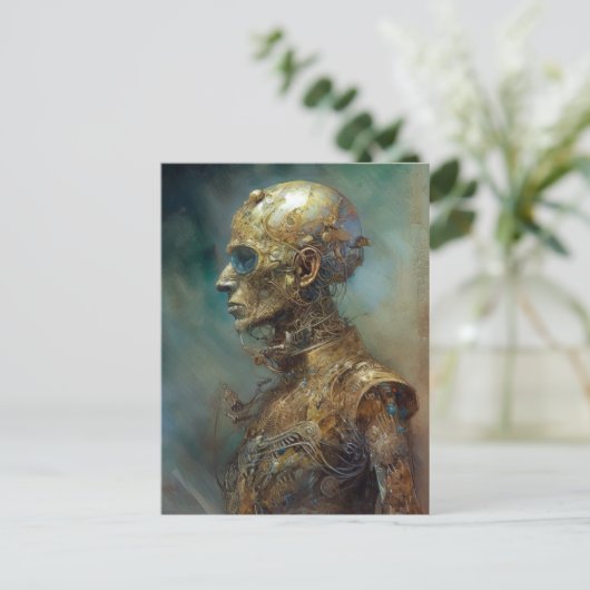 Oude Cyborg Futuristic Science Fiction Briefkaart (Staand voorkant)