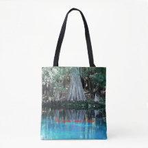 Oude Cypress Tree Reflectie Spring Canvas tas
