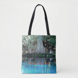 Oude Cypress Tree Reflectie Spring Canvas tas