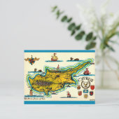 Oude Cyprus Kaart Ansichtkaart (Staand voorkant)