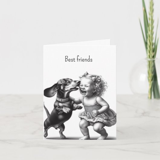 Oude Dachshond Vrienden Kaart (Voorkant)