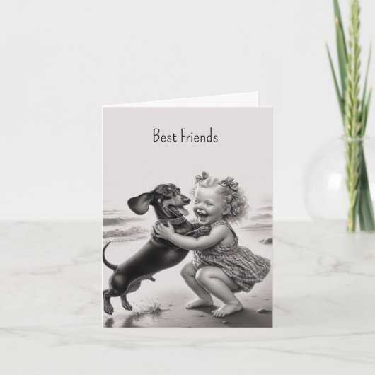 Oude Dachshund Beste Vriend Kaart (Voorkant)