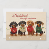 Oude Dachshund Honden Prettig Kerstfeest Feestdagenkaart (Voorkant)