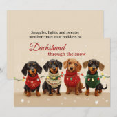 Oude Dachshund Honden Prettig Kerstfeest Feestdagenkaart (Voorkant / Achterkant)