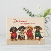 Oude Dachshund Honden Vrolijk Kerstfeest Feestdagenkaart (Staand voorkant)