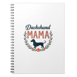 Oude Dachshund Mama Bloemige Hond Liefhebber Vecto Notitieboek