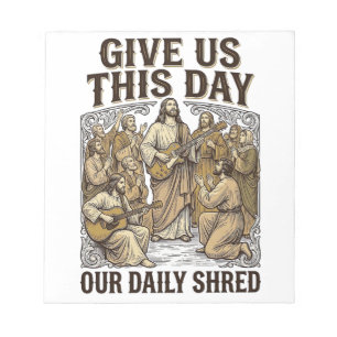 Oude dagelijkse shred religieuze gitaar vector notitieblok
