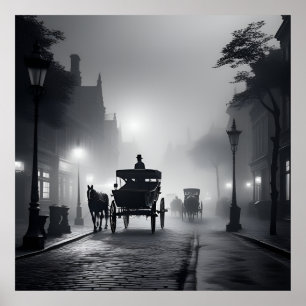 Oude dagen zwart-wit afbeelding poster