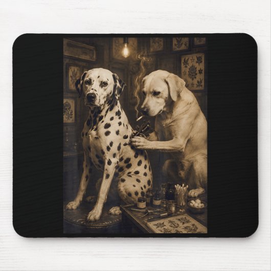 Oude Dalmatiër honden tattoo-artiest Funny Muismat (Voorkant)