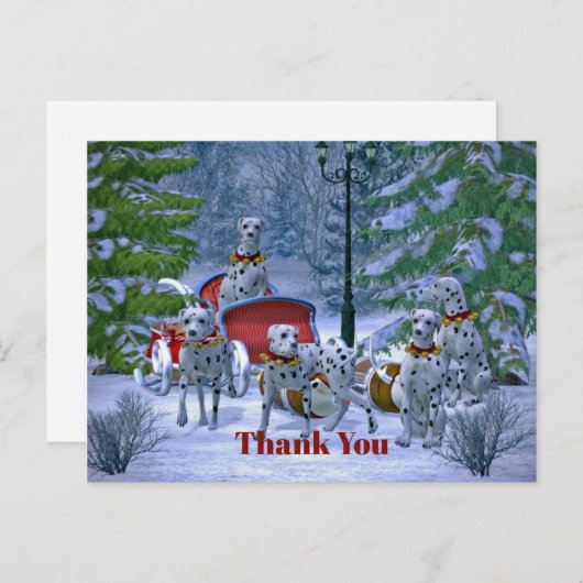 Oude Dalmatiër slee sneeuw Kerstmis dank je wel Briefkaart (Voorkant / Achterkant)