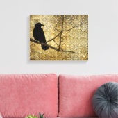 Oude Damask Crow Art Canvas Afdruk (Insitu (Woonkamer))
