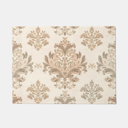 Oude Damast Elegante Beige Franse Boerderij Deurmat (Voorkant)