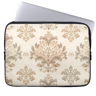 Oude Damast Elegante Beige Franse Boerderij Laptop Sleeve