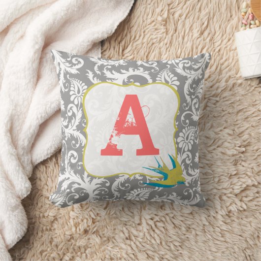 Oude damasten monogramkussen kussen (Deken)