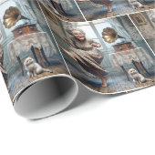 Oude dame danst op een grammofoon cadeaupapier (Rol Hoek)