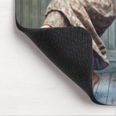 Oude dame danst op een grammofoon muismat (Hoek)