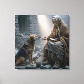Oude Dame en Hond Oorlog Overlevenden Canvas Afdruk (Voorkant)