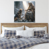 Oude Dame en Hond Oorlog Overlevenden Canvas Afdruk (Insitu (Slaapkamer))