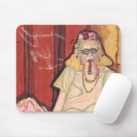 oude dame en sigaar muismat (Met muis)